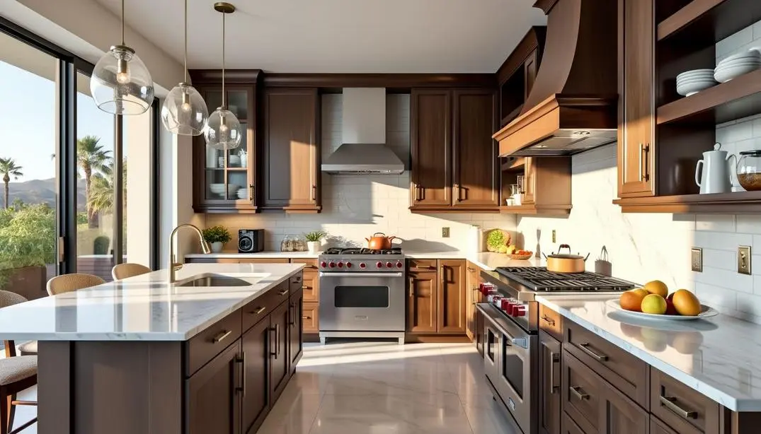 Kitchen with wooden cabinets